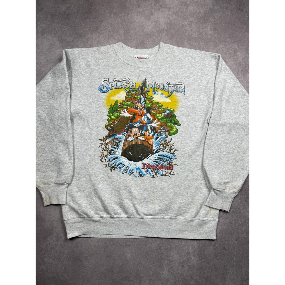VTG Disneyland Splash Mountain Sweatshirt Gray Mickey Mouse USA Made Adult S/M
